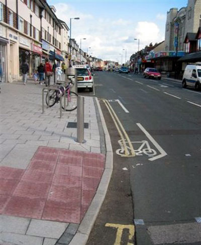 Cycle lanes were painted on the roads: Image (c) Bruce Ogilvie